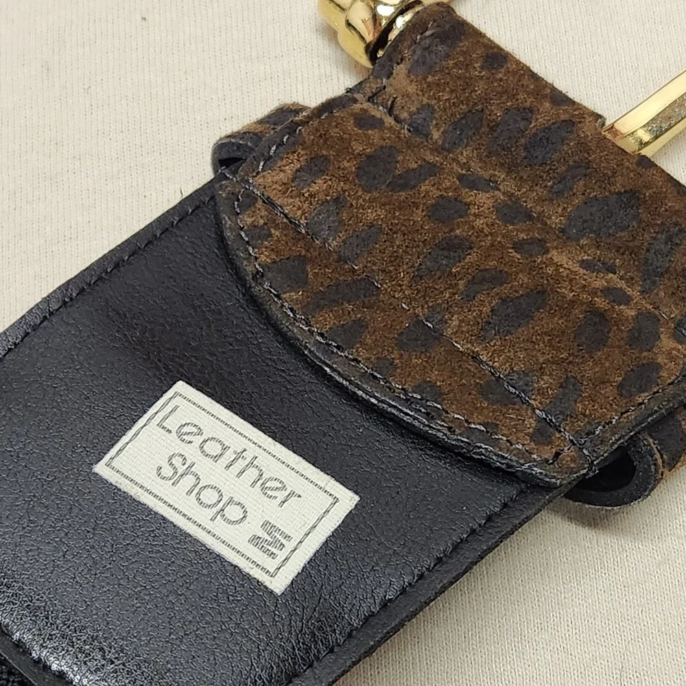 Leather Shop Vintage 90s Leopard Print Wide Elastic Waist Belt Gold Buckle M